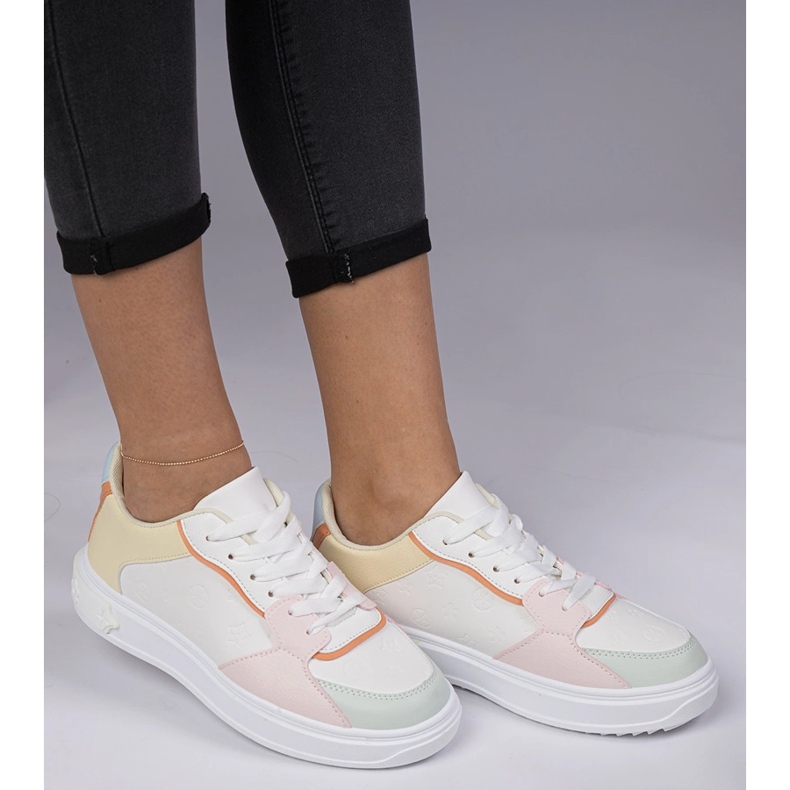 Bijele i žute sportske tenisice iz eko kože bijela 2