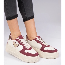 Ženske burgundske tenisice s brokatnim srcem crvena 1
