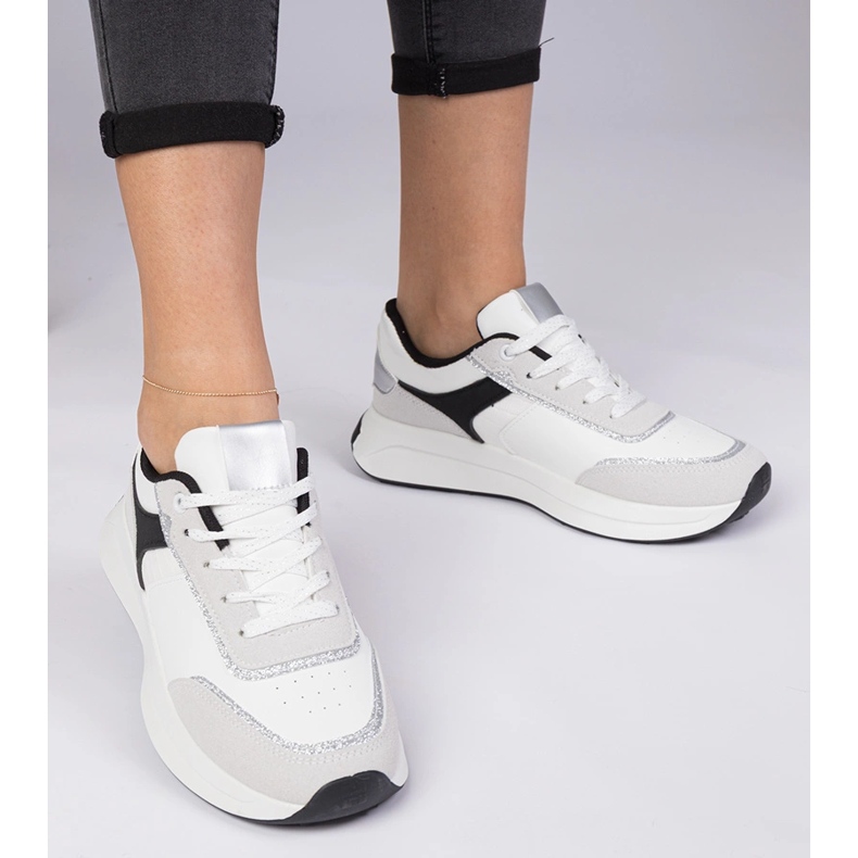 Bijele ženske tenisice sa šljokicama bijela 2