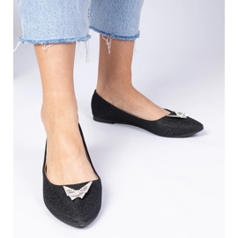 Crne ženske svjetlucave balerine s leptirom crna 2