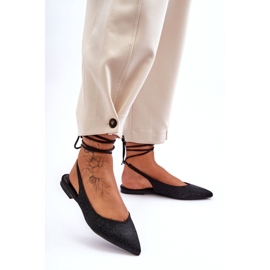 Ženske balerine ukrašene crnim rhinestones crno 1