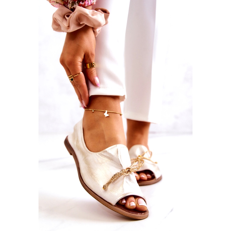 Ženske kožne balerine Zazoo 2660/004 Bijelo i zlato bijela 1