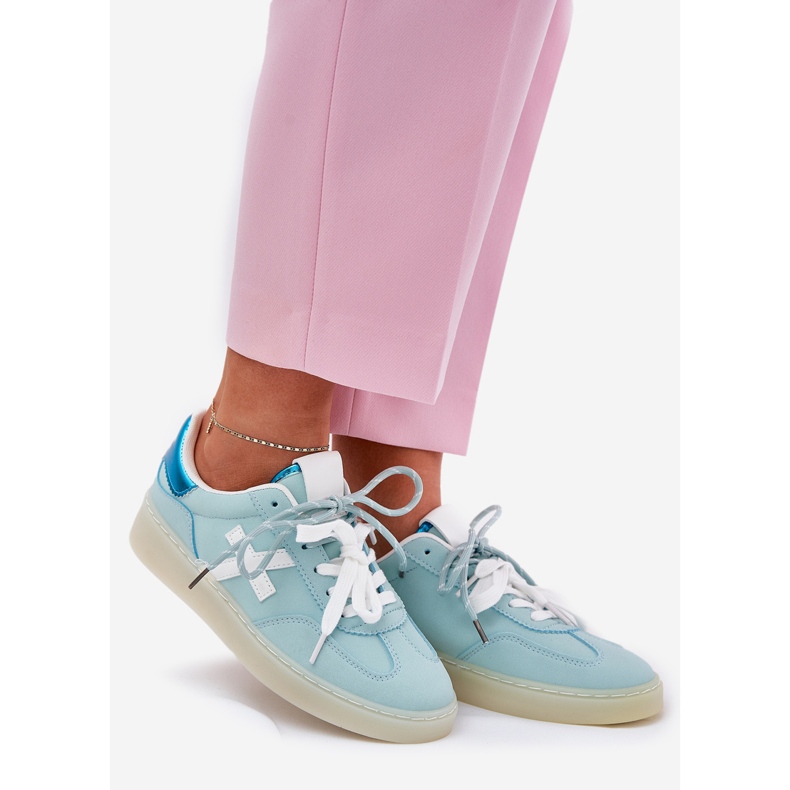 Niske ženske sportske cipele s tiskom menta leoparda plava 1