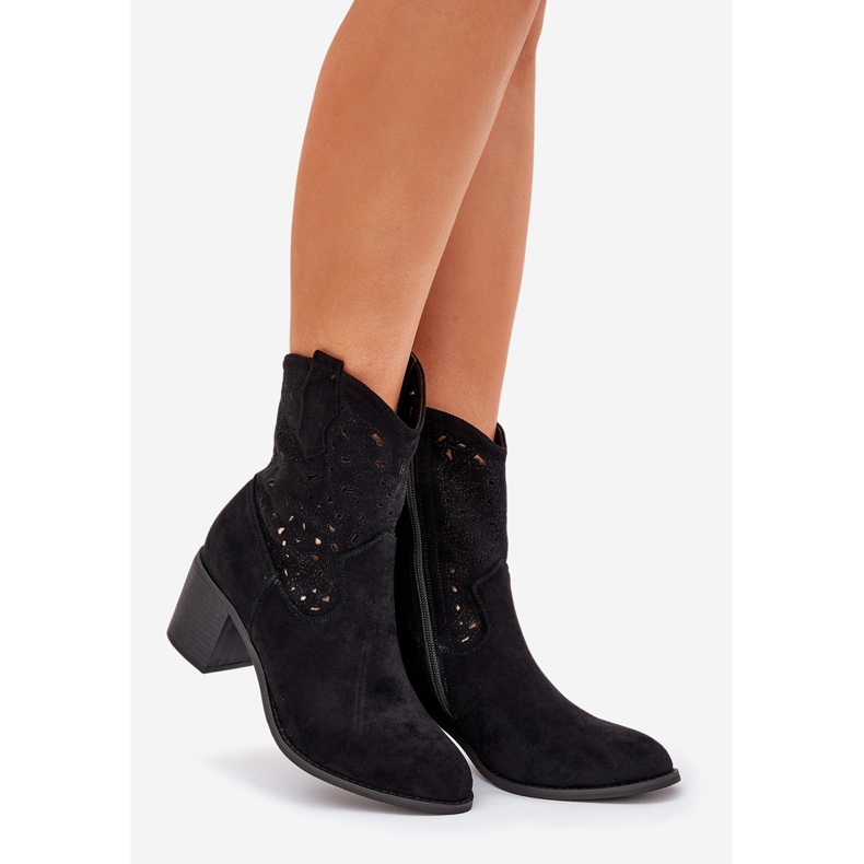 Otvorene čizme ženske visoke potpetice S.Barski HY51-125 Black crna 1