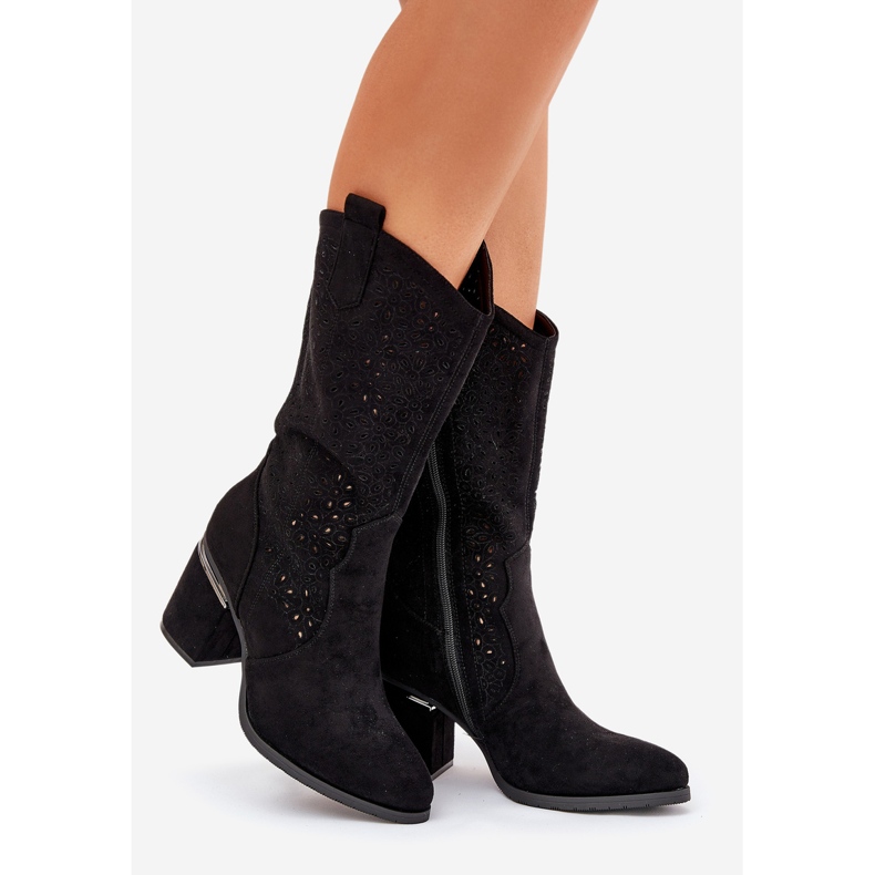 S.Barski Otvorene čizme Polakona kauboja S. Barski HY51-238 Black crno 1