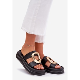 Ženski klip na platformi sa zlatnim detaljima crnim crno 1