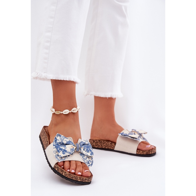 Ženske papuče s lukom na pluta bež 2