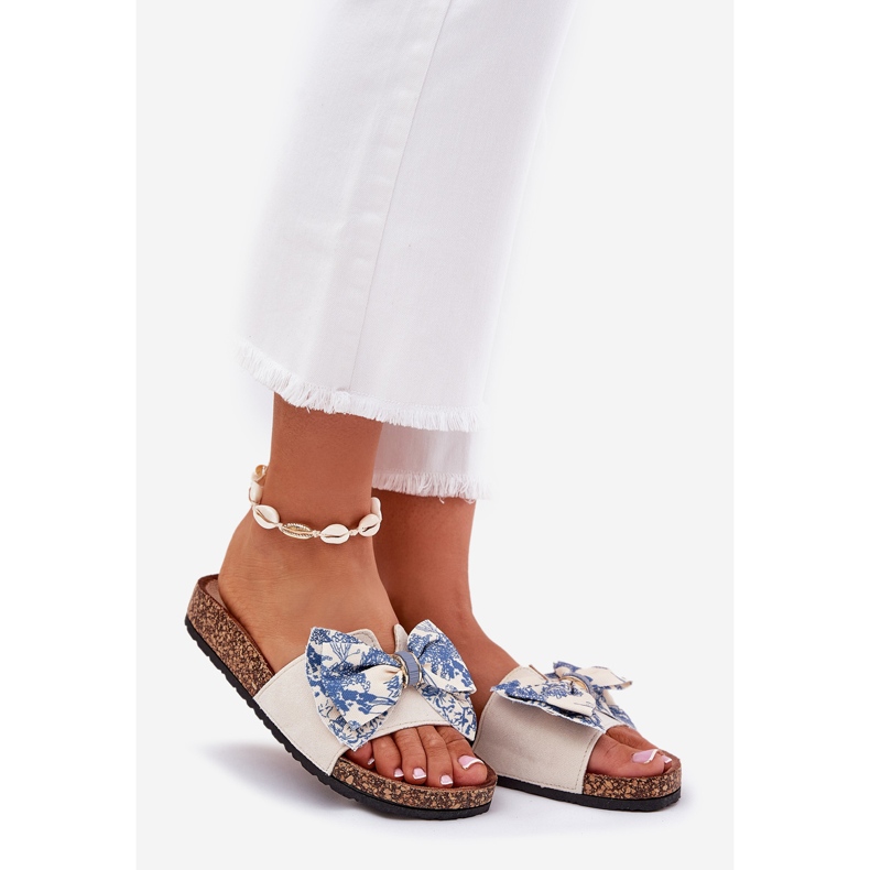 Ženske papuče s lukom na pluta bež 1