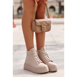 Ženske visoke kožne tenisice na platformu Vinceza 66707 Bež 6