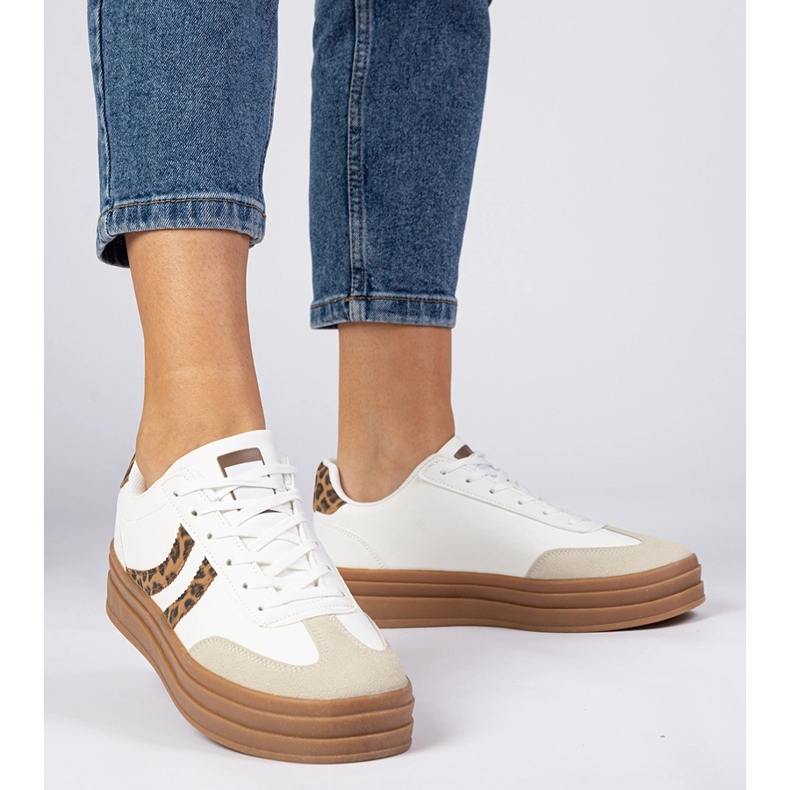 Bijele tenisice ženske tenisice s leopardovim dodatkom bijela 2