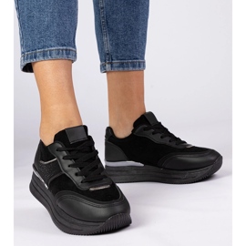 Crne tenisice na platformi s cirkonima crna 1