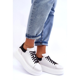 Lemar Ženske kožne sportske cipele na bijeloj platformi bijela 1