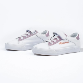 Bijele dječje tenisice sa ružičastim šljokicama bijela 2