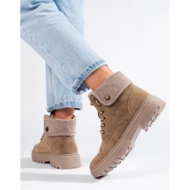 Bež ženske čizme s podstavom od ovčje kože 2