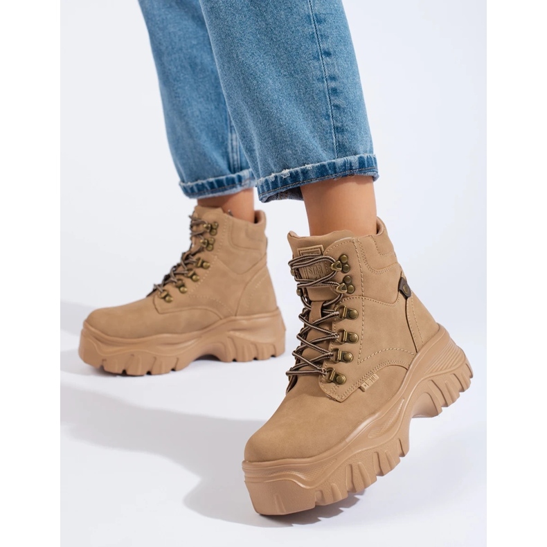 Ženske traperice na platformi Big Star KK274366 smeđa 1