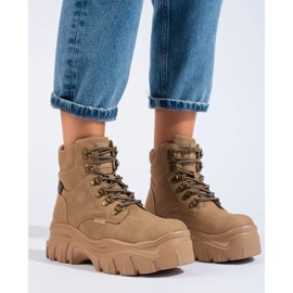 Ženske traperice na platformi Big Star KK274366 smeđa 2