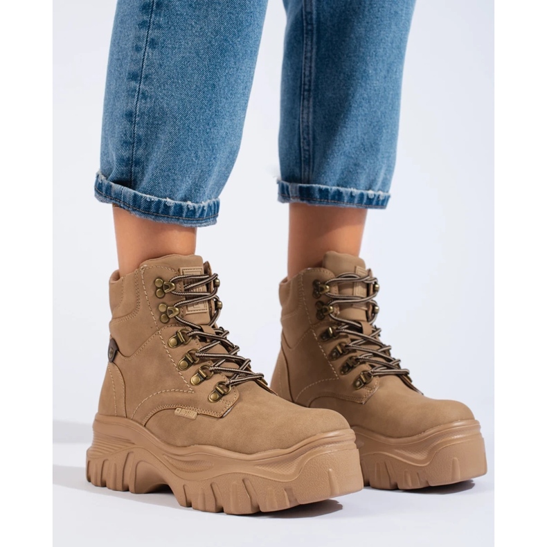 Ženske traperice na platformi Big Star KK274366 smeđa 2