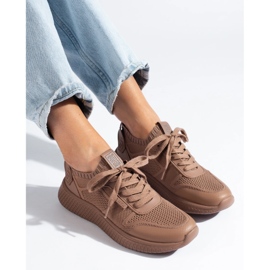 Ženske sportske cipele smeđe Big Star LL274416 Memory Foam bež 1