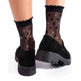 Mokasine od brušene kože Shelovet s debelim potplatom crna 2