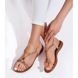 Bež ravne svjetlucave sandale 2