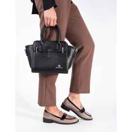 Lakirane bež i crne ženske mokasine 2