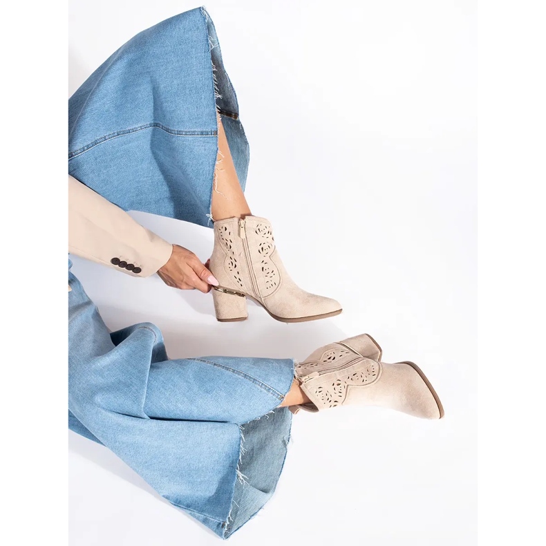 Seastar Ženske bež otvorene kaubojske čizme 2