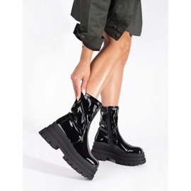 Lakirane crne gležnjače na visoku platformu crno 1