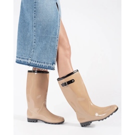 Ženske bež visoke lakirane wellington čizme 1