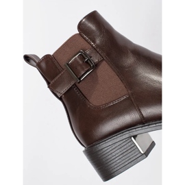 Ženske smeđe Chelsea čizme s kopčom i visokom petom smeđa 2