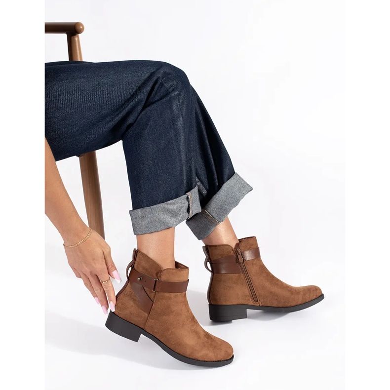 Ženske smeđe gležnjače od brušene kože smeđa 2