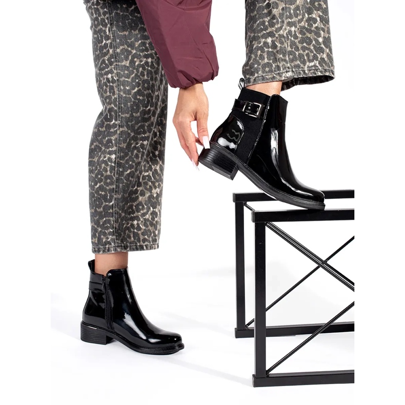 Ženske crne lakirane Chelsea čizme crna 2