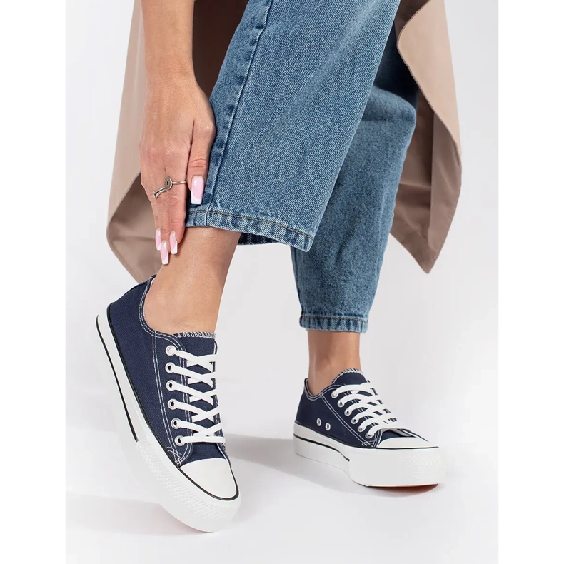 Seastar Mornarsko plave klasične ženske tenisice na vezanje s platformom plava 1