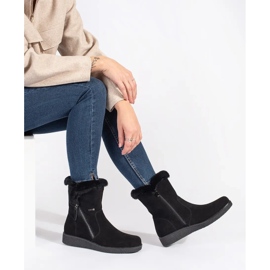 Ženske izolirane crne kožne čizme s krznom Sergio Leone crna 1