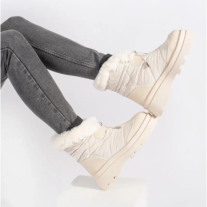 Seastar Bež ženske čizme za snijeg s krznom na platformu 2