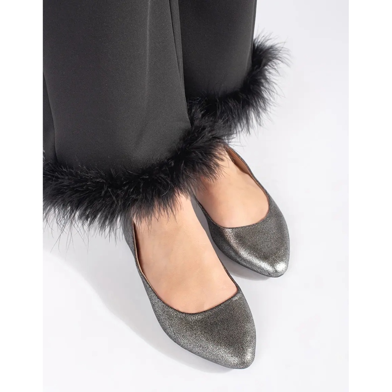 Ženske sive svjetlucave balerinke siva 2