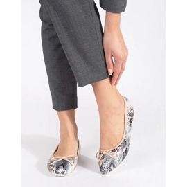 Ženske ravne balerinke sa zmijskim uzorkom i mašnom bež 1