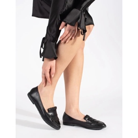 Crne ženske mokasine ukrašene resama crna 2