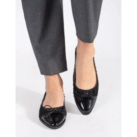 Crne svjetlucave balerinke s mašnom crna 1