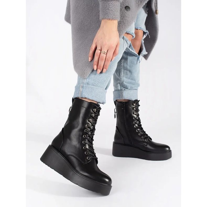 Seastar Crne ženske radničke cipele sa debelim đonom crno 1