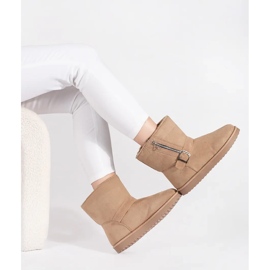 Svijetlo bež ženske čizme za snijeg s ukrasnom kopčom i patentnim zatvaračem 2