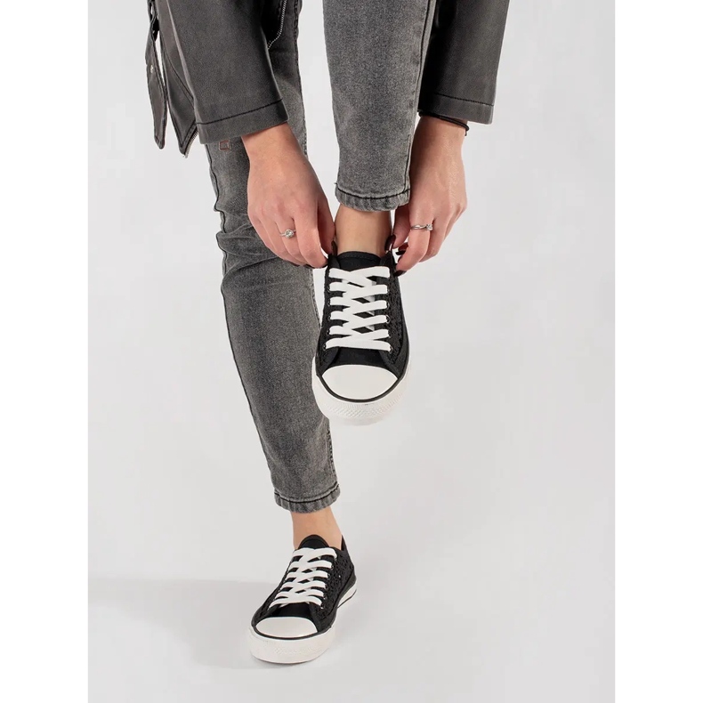 Crne otvorene tenisice crna 2