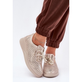 Vinceza Ženske kožne sportske sportske sportske cipele za spavanje zlatni 2