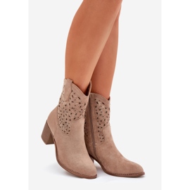 Otvorene čizme ženske visoke potpetice S.Barski HY51-125 Bež 1