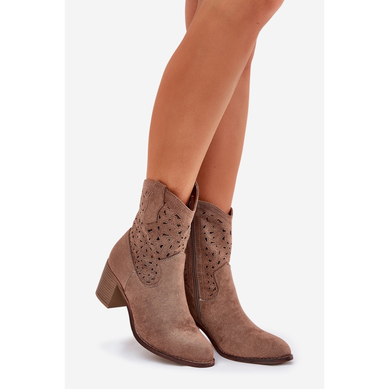 Otvorene čizme ženske visoke potpetice S.Barski Hy51-125 Brown smeđa 1