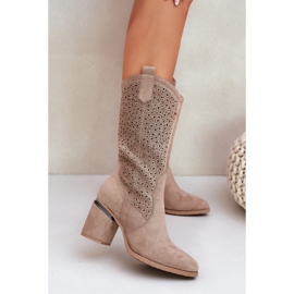 S.Barski Otvorene čizme Polakona kauboja S. Barski HY51-238 bež 2