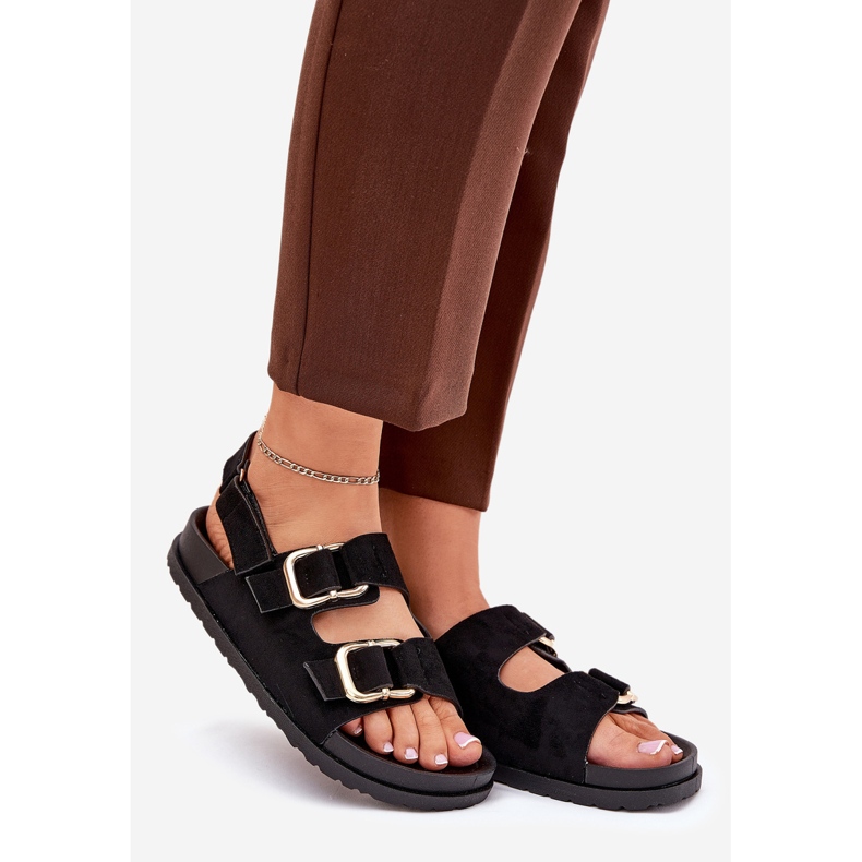 Ženske sandale s crnim stezaljkama crna 1