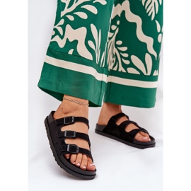 Ženske papuče s prugama i kopčama crne crna 2