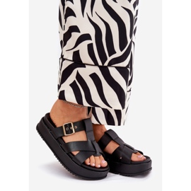 Ženski klip na platformi s prugama i stezanjem crne boje crna 1