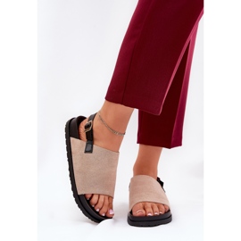 Ženske sandale s Eco Suede na platformi bež 2
