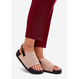 Ženske sandale s Eco Suede na platformi bež 1